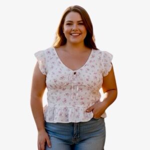 Floral White and Pink Women's Top Size 2XL
Mixed Threads